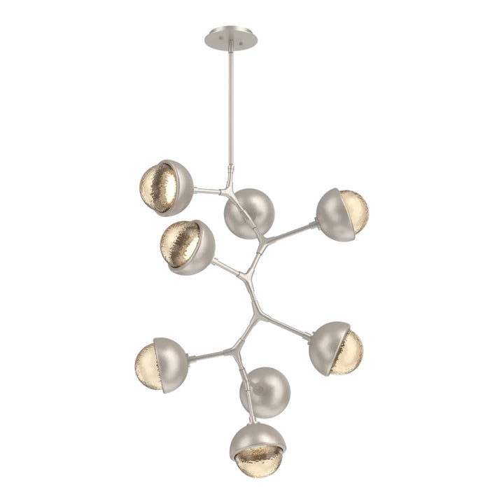 Cabochon Modern Vine Chandelier by Hammerton Studio 8 Lights in Beige Silver with Amber glass