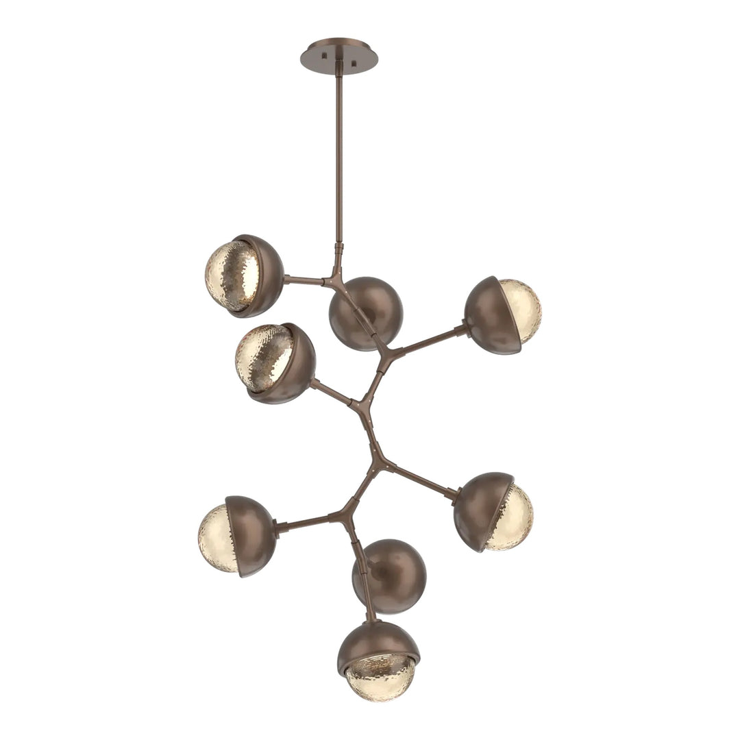 Cabochon Modern Vine Chandelier by Hammerton Studio 8 Lights in Burnished Bronze with Amber glass