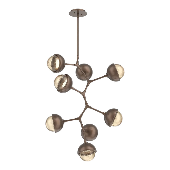 Cabochon Modern Vine Chandelier by Hammerton Studio 8 Lights in Burnished Bronze with Amber glass