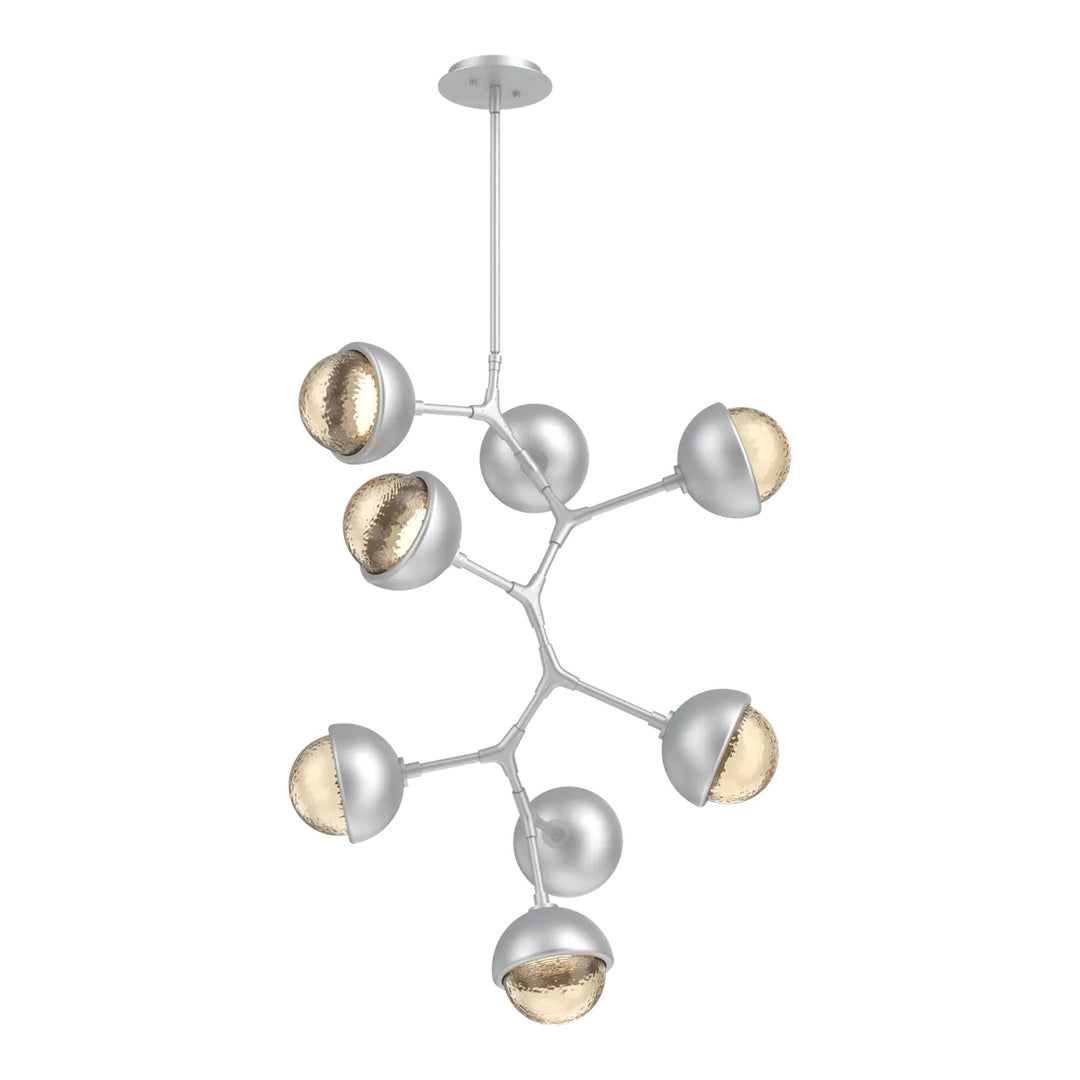 Cabochon Modern Vine Chandelier by Hammerton Studio 8 Lights in Classic Silver with Amber glass
