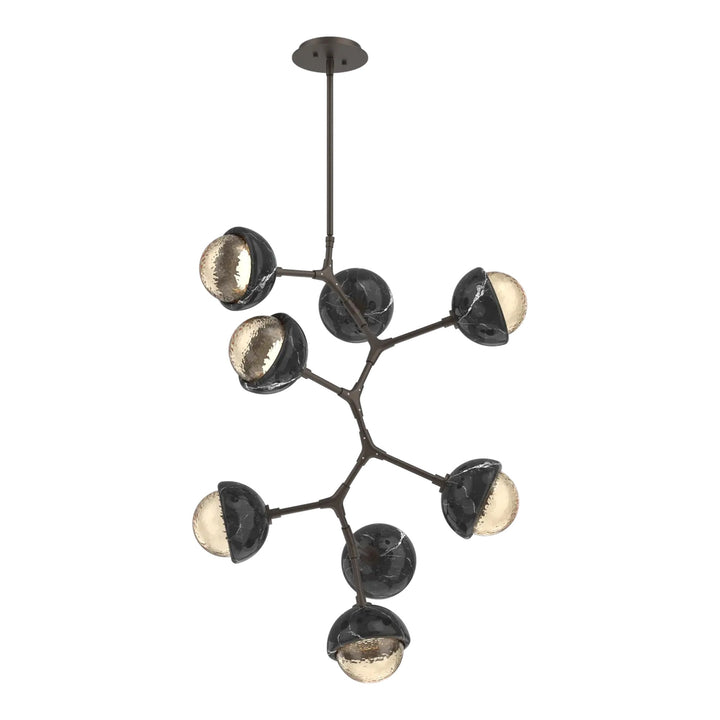 Cabochon Modern Vine Chandelier by Hammerton Studio 8 Lights in Flat Bronze with Amber glass