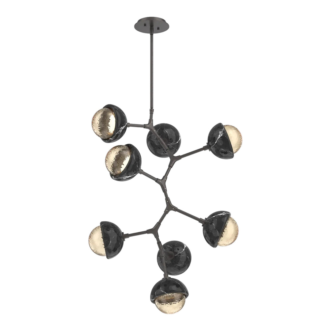 Cabochon Modern Vine Chandelier by Hammerton Studio 8 Lights in Graphite with Amber glass