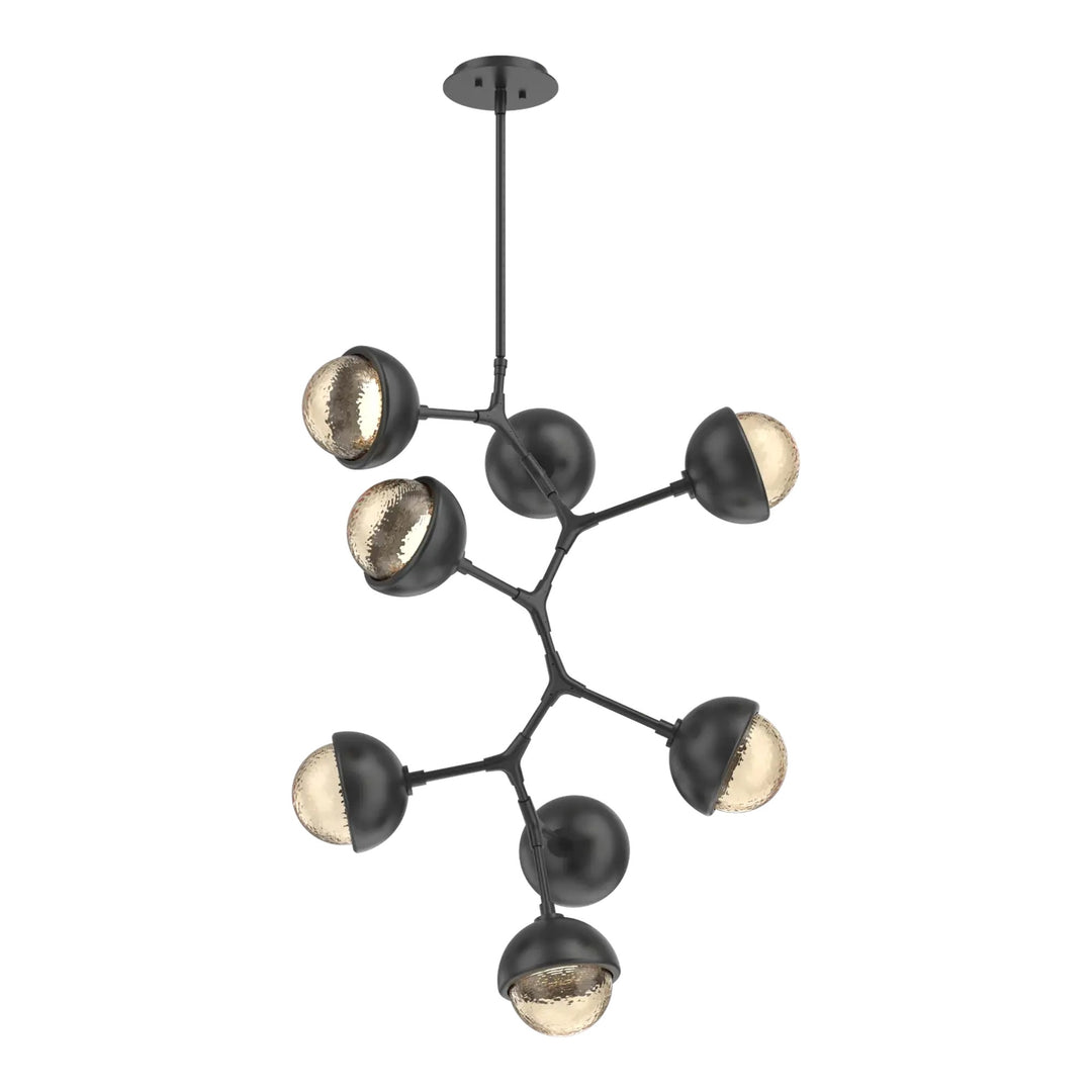 Cabochon Modern Vine Chandelier by Hammerton Studio 8 Lights in Matte Black with Amber glass