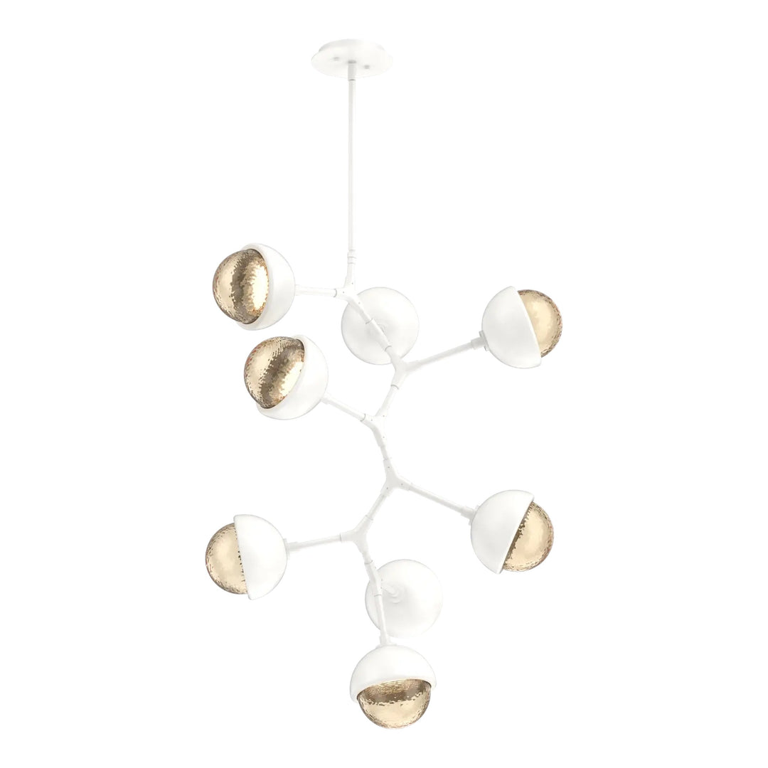 Cabochon Modern Vine Chandelier by Hammerton Studio 8 Lights in Salt White with Amber glass
