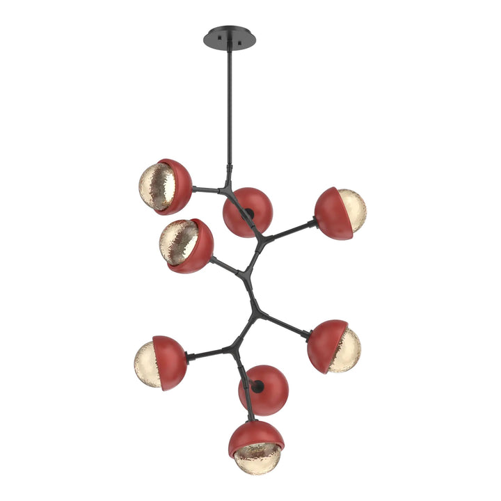 Cabochon Modern Vine Chandelier by Hammerton Studio with Cinnamon Red accent