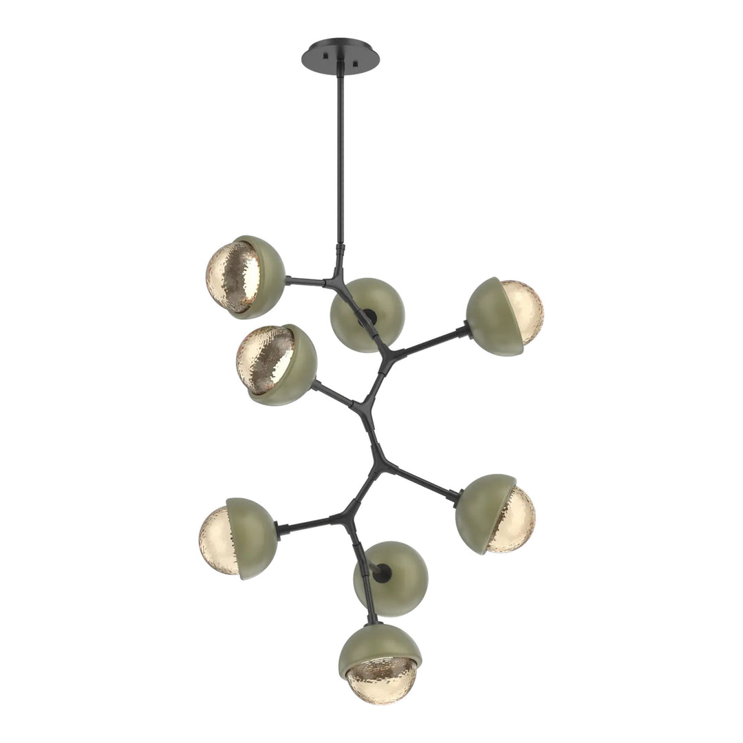 Cabochon Modern Vine Chandelier by Hammerton Studio with Sage Green accent