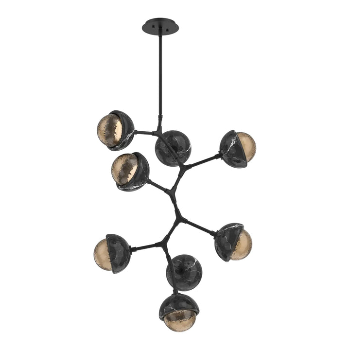 Cabochon Modern Vine Chandelier by Hammerton Studio in Matte Black with Bronze glass