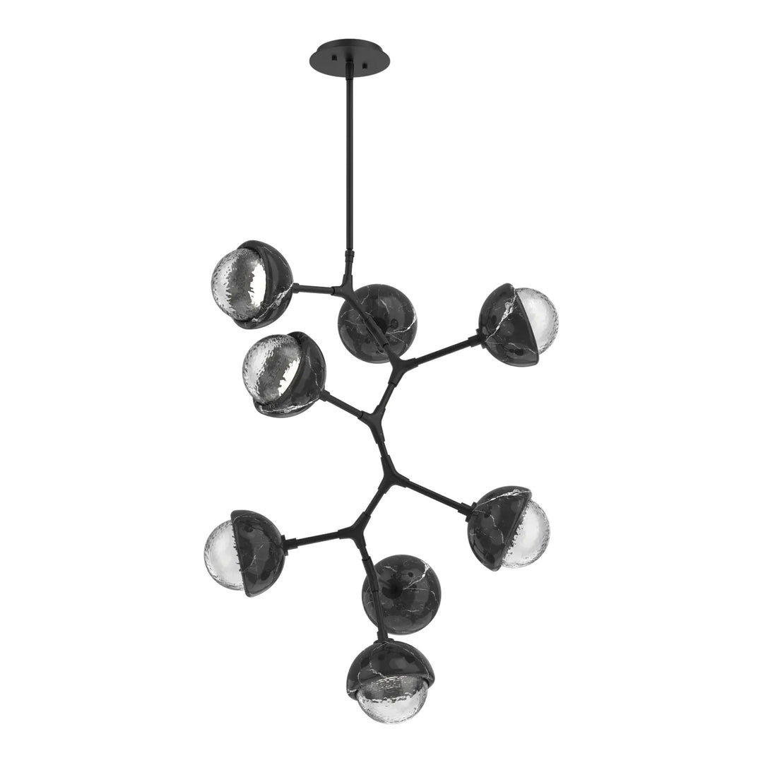 Cabochon Modern Vine Chandelier by Hammerton Studio in Matte Black with Clear glass