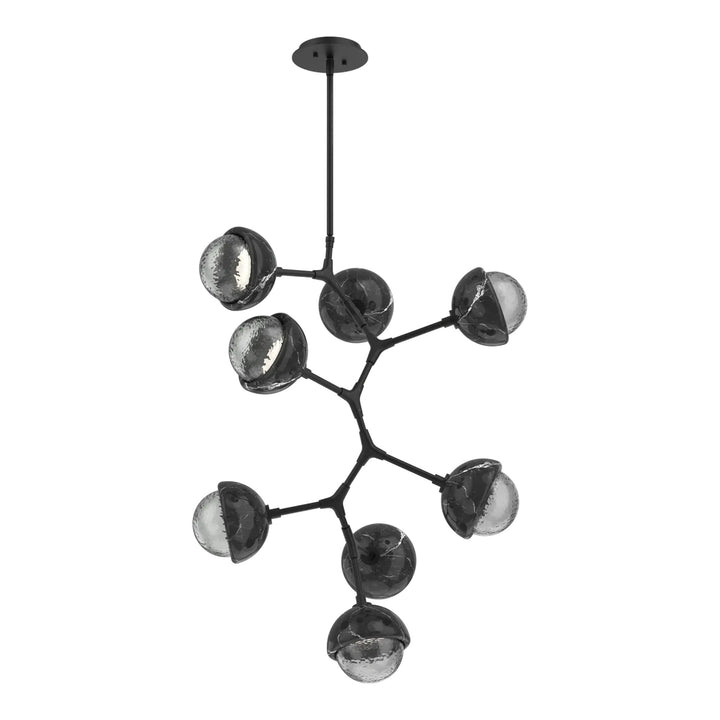 Cabochon Modern Vine Chandelier by Hammerton Studio in Matte Black with Smoke glass