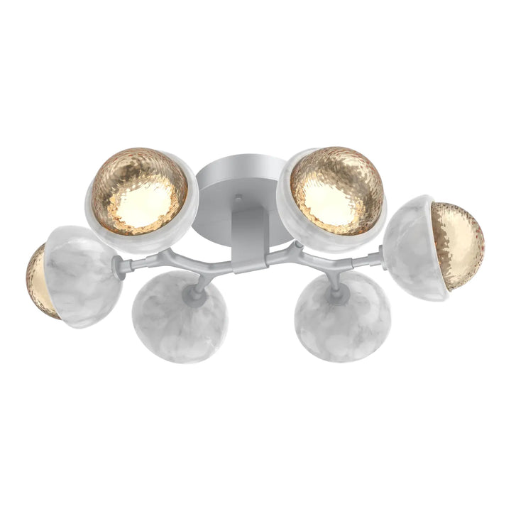 Cabochon Organic Flush Mount Light by Hammerton Studio in Classic Silver with Amber glass