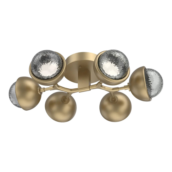 Cabochon Organic Flush Mount Light by Hammerton Studio in Gilded Brass with Smoke glass