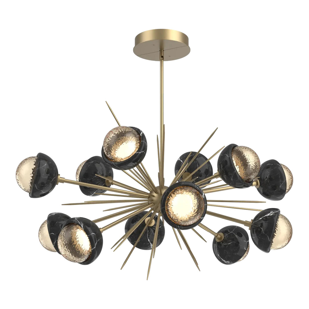 Cabochon Oval Starburst Chandelier by Hammerton Studio with Black Marble accent