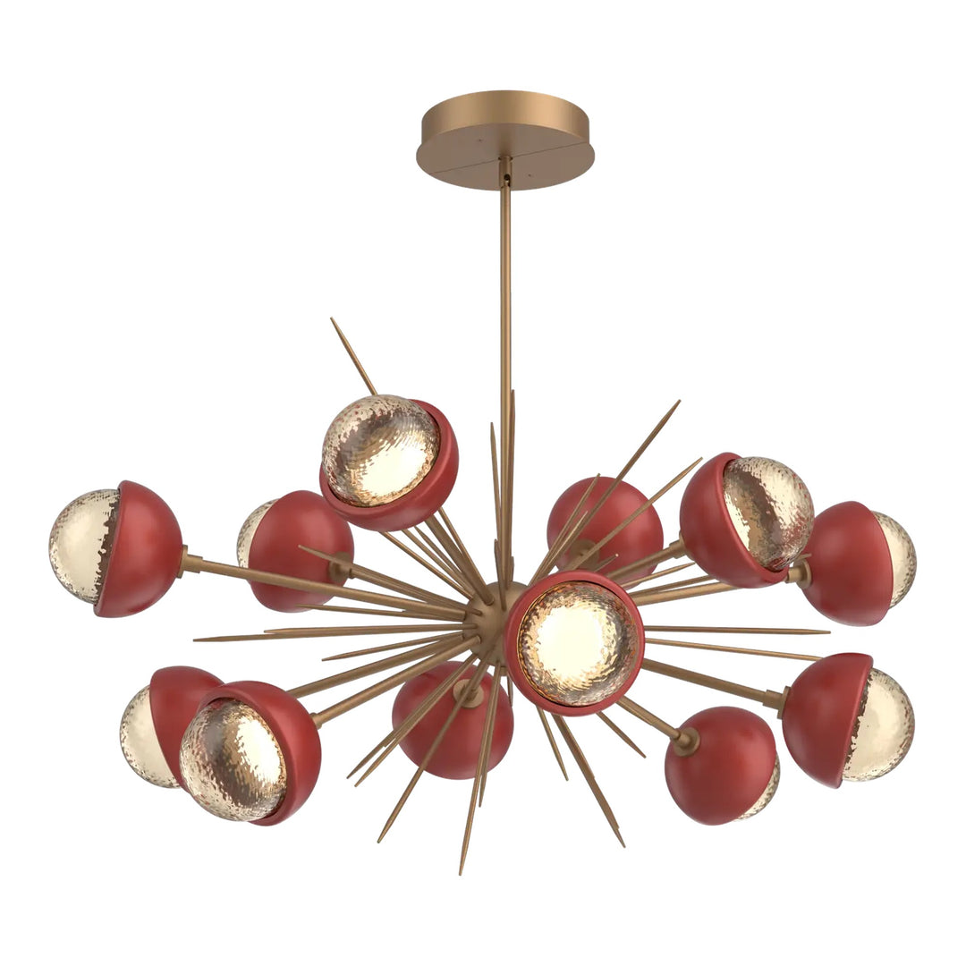 Cabochon Oval Starburst Chandelier by Hammerton Studio with Cinnamon Red accent