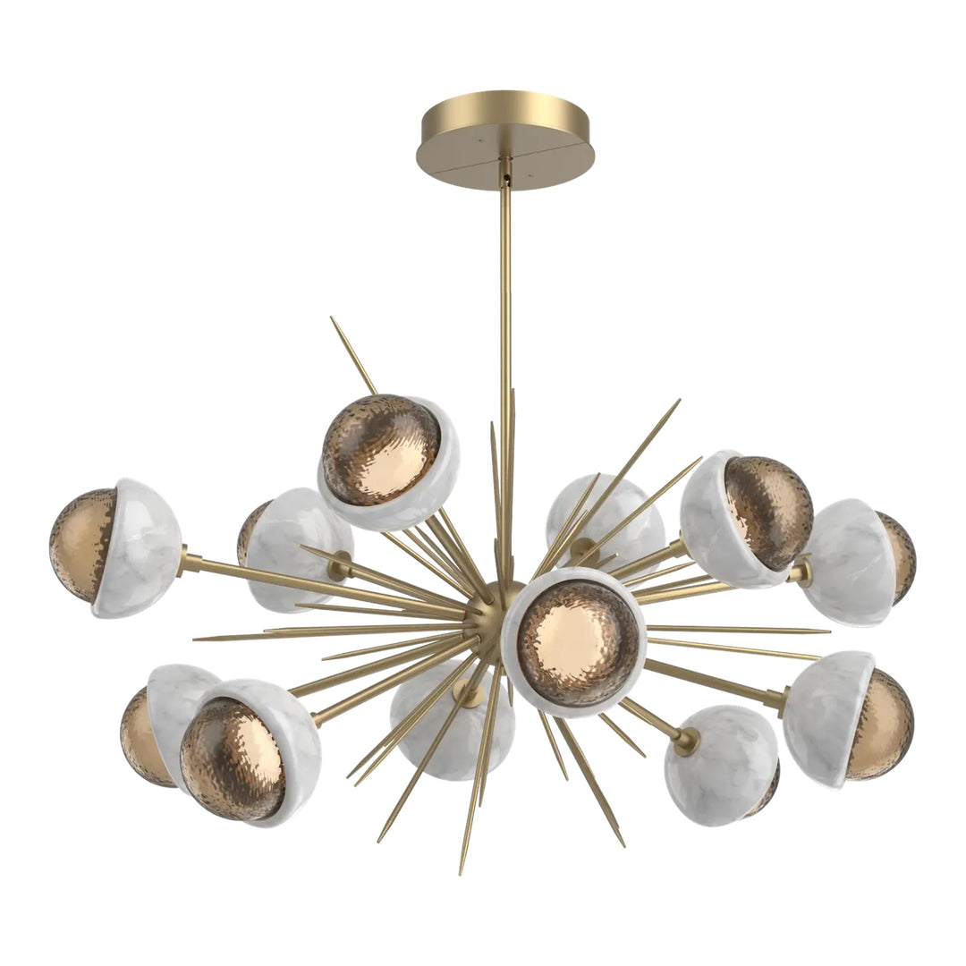 Cabochon Oval Starburst Chandelier by Hammerton Studio in Novel Brass with Bronze glass