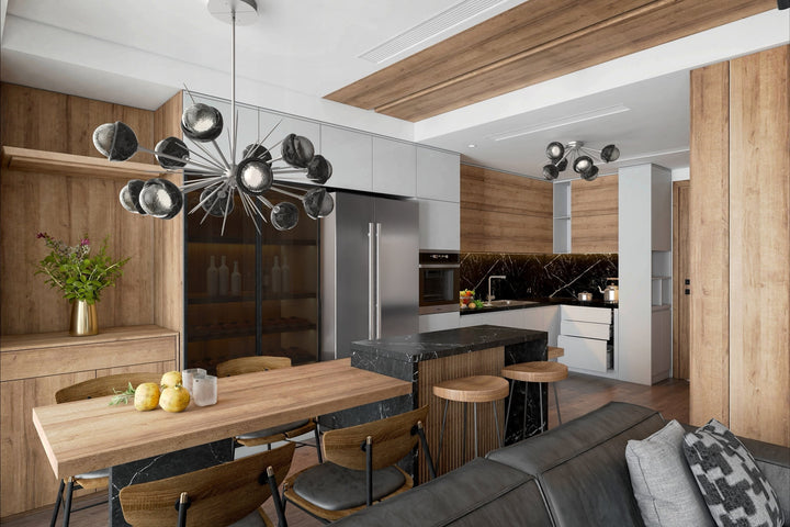 Cabochon Oval Starburst Chandelier by Hammerton Studio in a styled interior