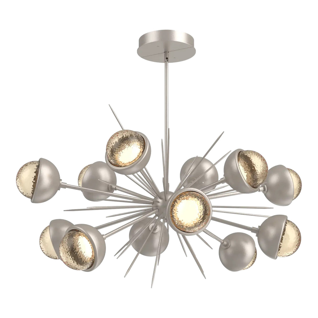 Cabochon Oval Starburst Chandelier by Hammerton Studio in Beige Silver with Amber glass