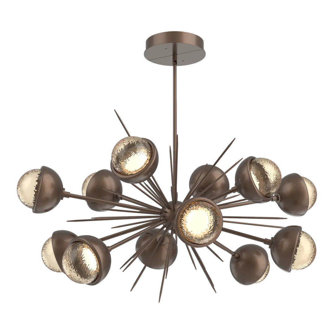 Cabochon Oval Starburst Chandelier by Hammerton Studio in Burnished Bronze with Amber glass