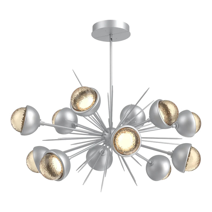 Cabochon Oval Starburst Chandelier by Hammerton Studio in Classic Silver with Amber glass