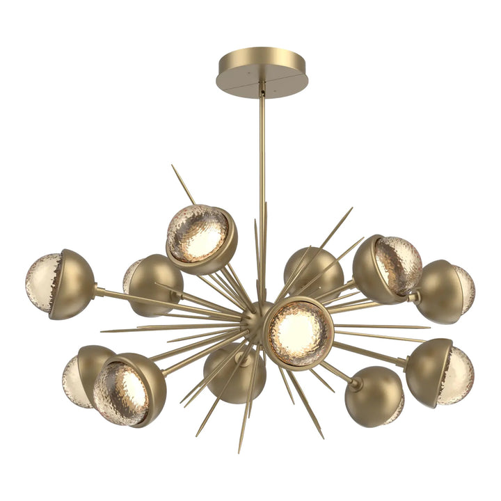 Cabochon Oval Starburst Chandelier by Hammerton Studio in Gilded Brass with Amber glass