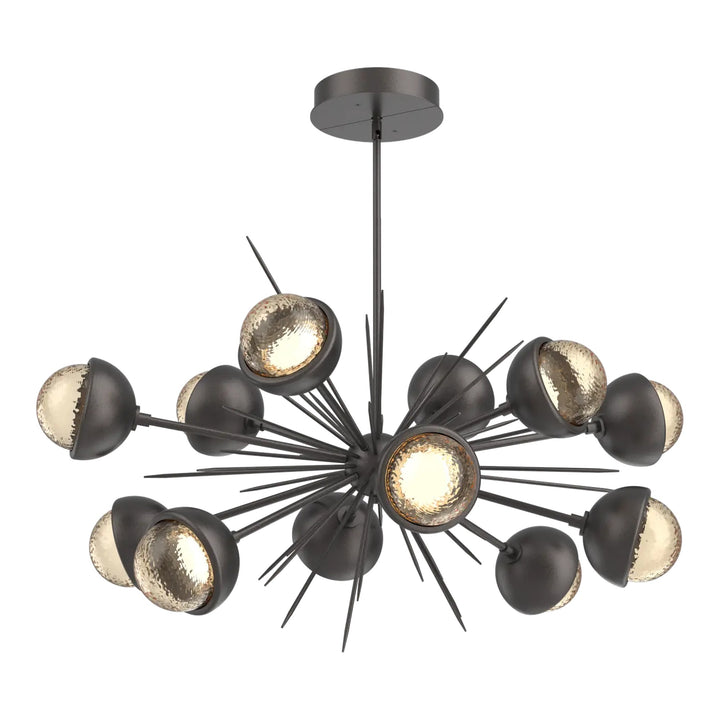 Cabochon Oval Starburst Chandelier by Hammerton Studio in Graphite with Amber glass