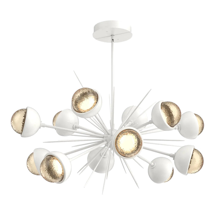 Cabochon Oval Starburst Chandelier by Hammerton Studio in Salt White with Amber glass