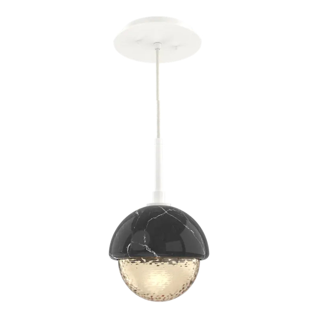 Cabochon Pendant by Hammerton Studio in Salt White with Amber glass