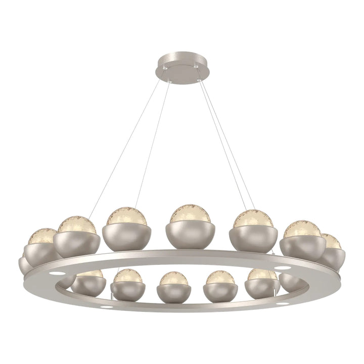 Cabochon Ring Chandelier by Hammerton Studio Large in Beige Silver with Amber glass