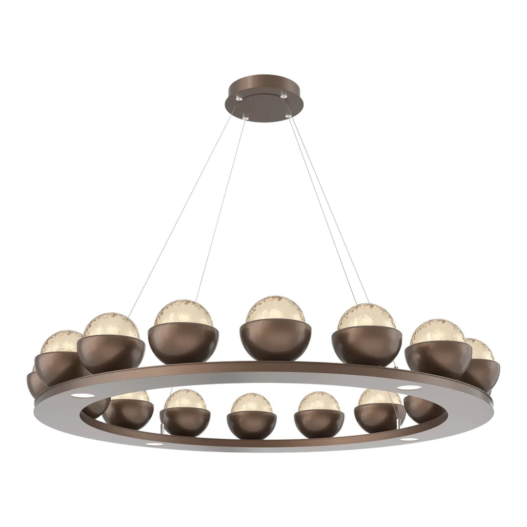 Cabochon Ring Chandelier by Hammerton Studio Large in Burnished Bronze with Amber glass