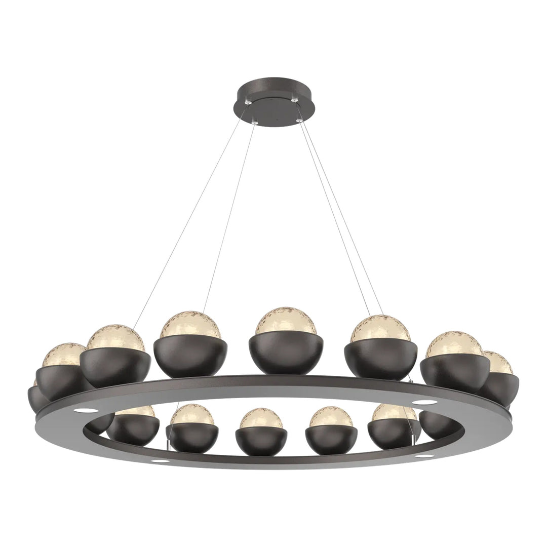 Cabochon Ring Chandelier by Hammerton Studio Large in Graphite with Amber glass