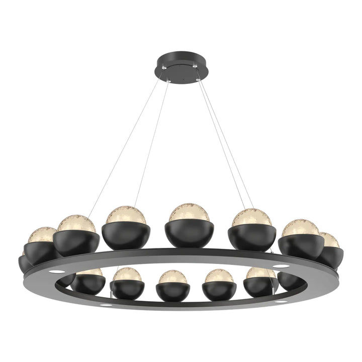 Cabochon Ring Chandelier by Hammerton Studio Large in Matte Black with Amber glass