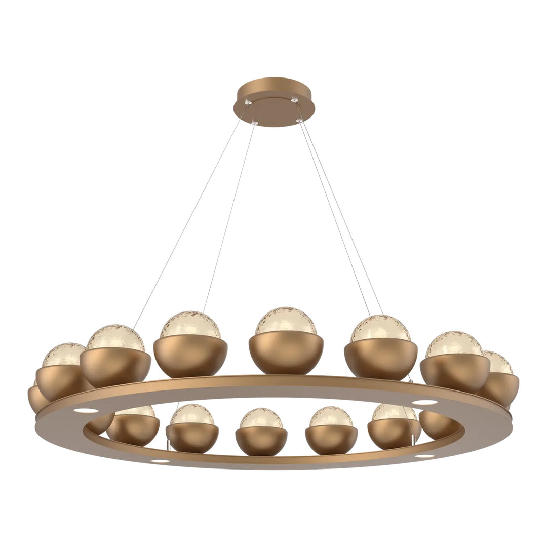 Cabochon Ring Chandelier by Hammerton Studio Large in Novel Brass with Amber glass