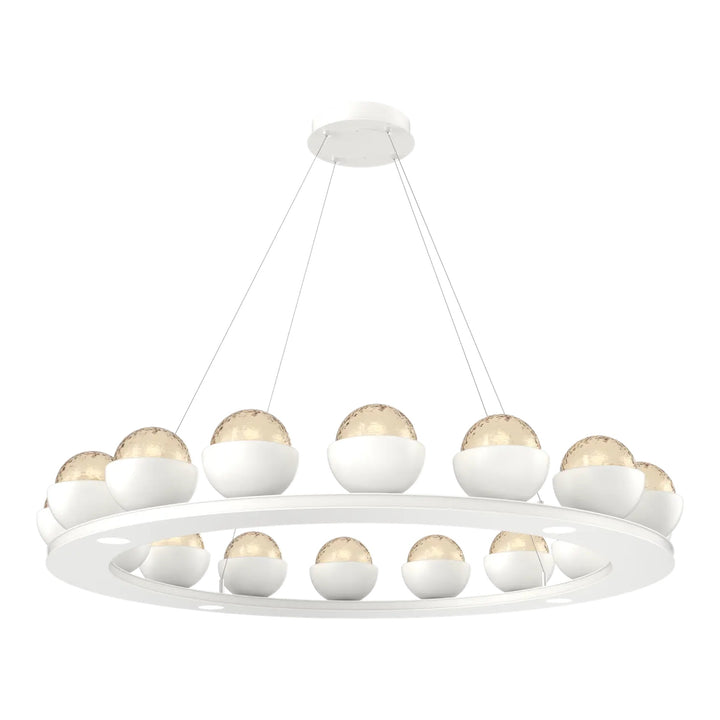 Cabochon Ring Chandelier by Hammerton Studio Large in Salt White with Amber glass