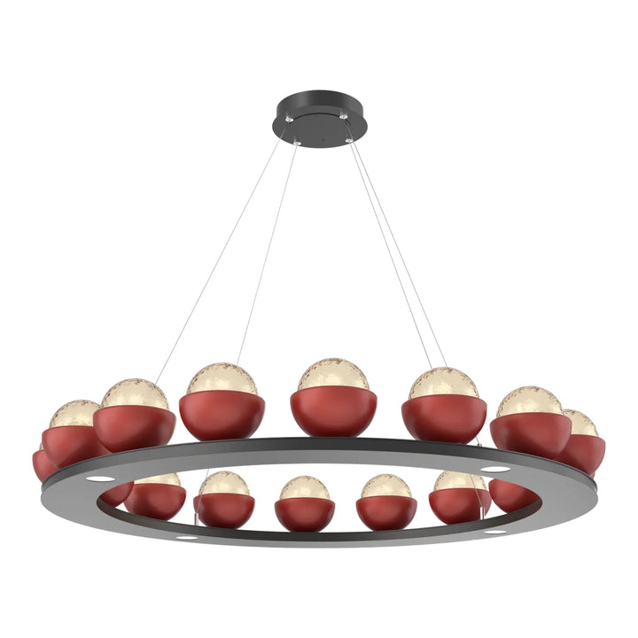 Cabochon Ring Chandelier by Hammerton Studio Large in Matte Black with Amber glass