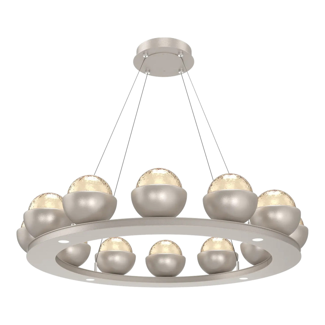Cabochon Ring Chandelier by Hammerton Studio Medium in Beige Silver with Amber glass
