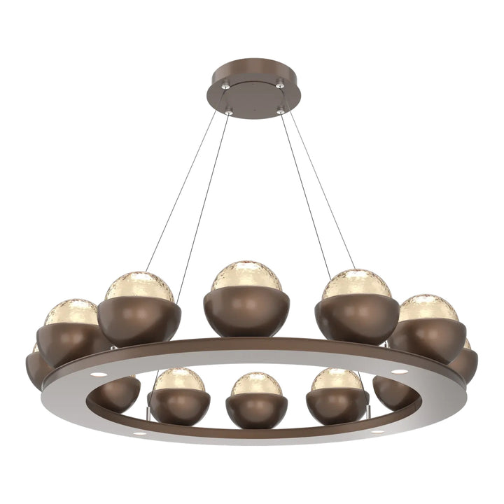 Cabochon Ring Chandelier by Hammerton Studio Medium in Burnished Bronze with Amber glass