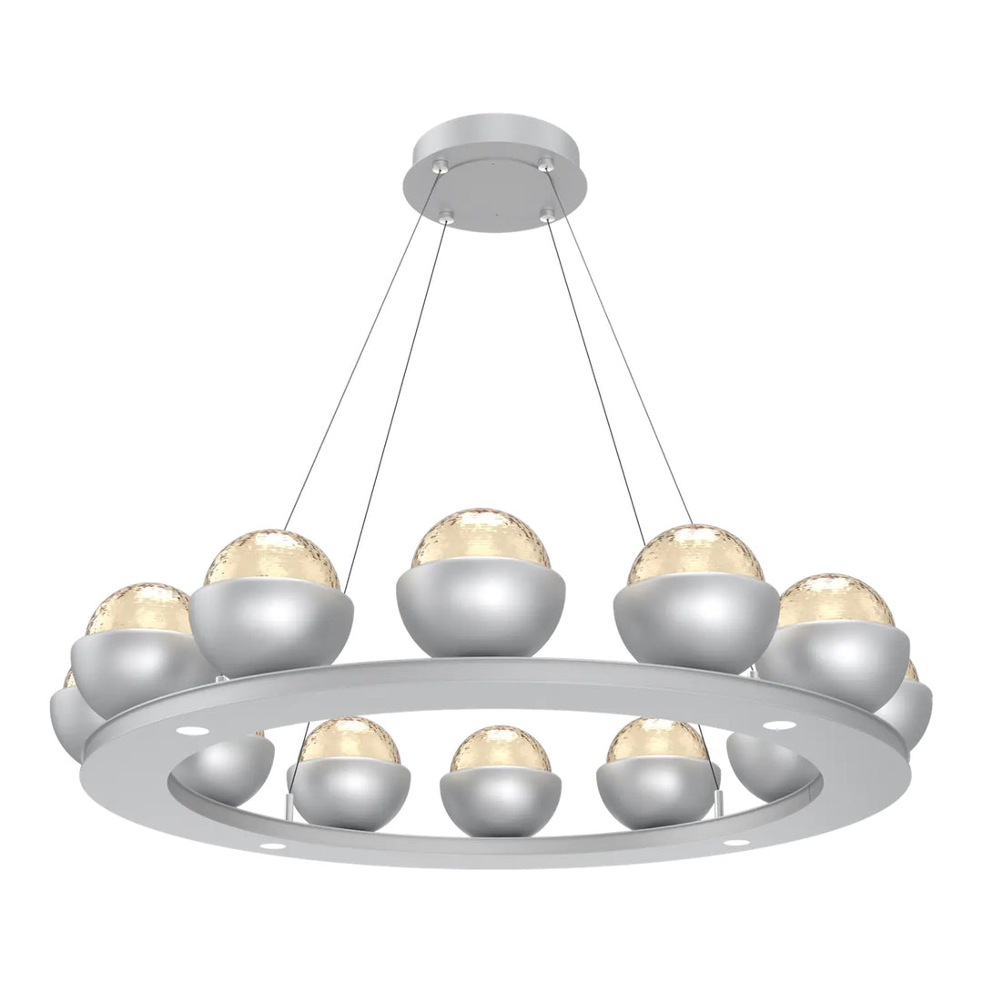 Cabochon Ring Chandelier by Hammerton Studio Medium in Classic Silver with Amber glass