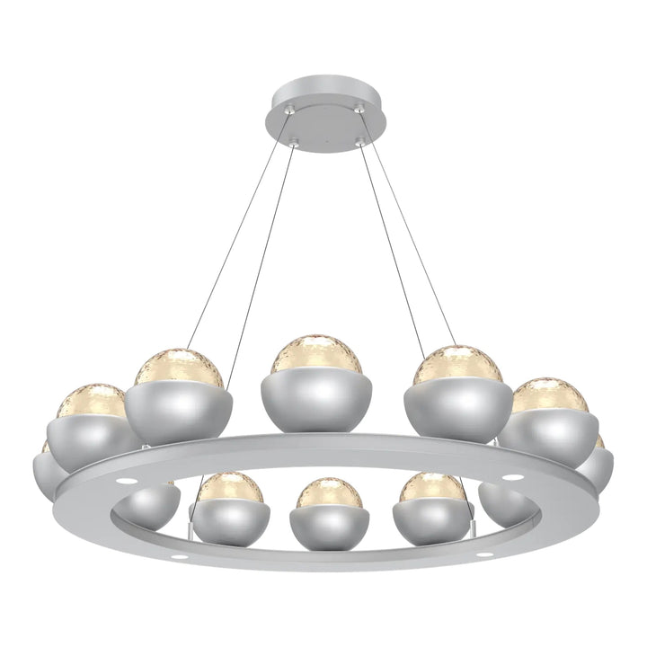 Cabochon Ring Chandelier by Hammerton Studio Medium in Classic Silver with Amber glass