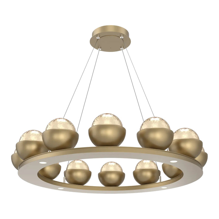 Cabochon Ring Chandelier by Hammerton Studio Medium in Gilded Brass with Amber glass