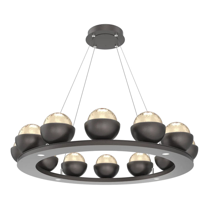 Cabochon Ring Chandelier by Hammerton Studio Medium in Graphite with Amber glass