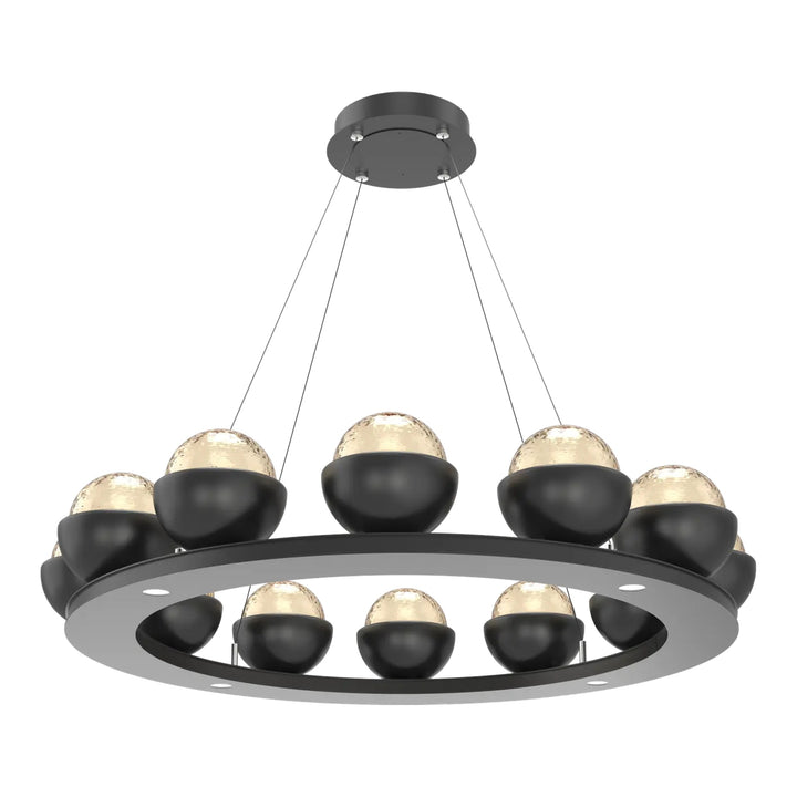 Cabochon Ring Chandelier by Hammerton Studio Medium in Matte Black with Amber glass
