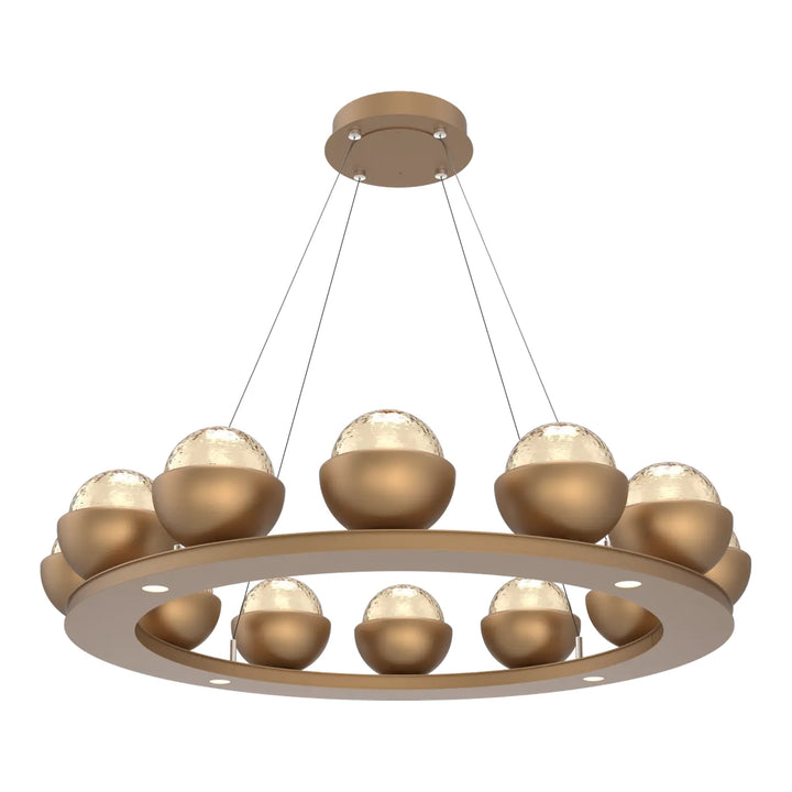 Cabochon Ring Chandelier by Hammerton Studio Medium in Novel Brass with Amber glass