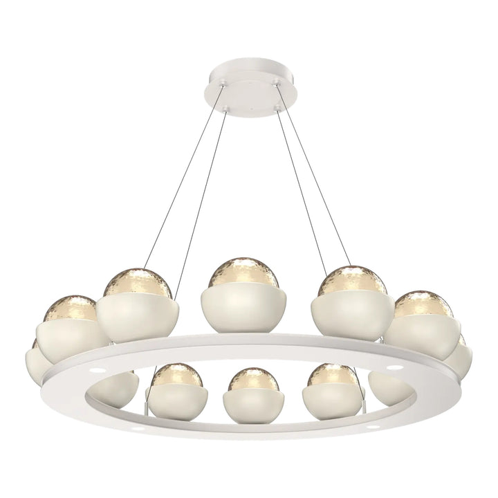 Cabochon Ring Chandelier by Hammerton Studio Medium in Salt White with Amber glass