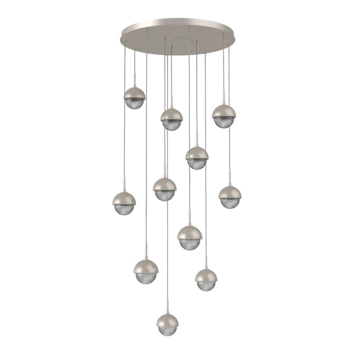 Cabochon Round Pendant Chandelier by Hammerton Studio 11 Lights in Beige Silver with Smoke glass