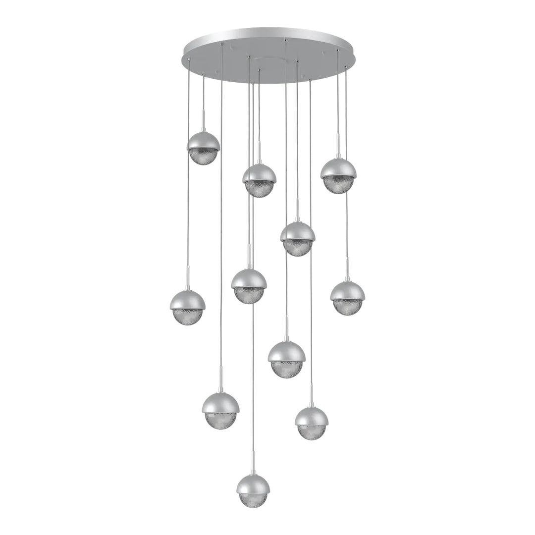 Cabochon Round Pendant Chandelier by Hammerton Studio 11 Lights in Classic Silver with Smoke glass