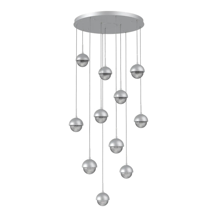Cabochon Round Pendant Chandelier by Hammerton Studio 11 Lights in Classic Silver with Smoke glass