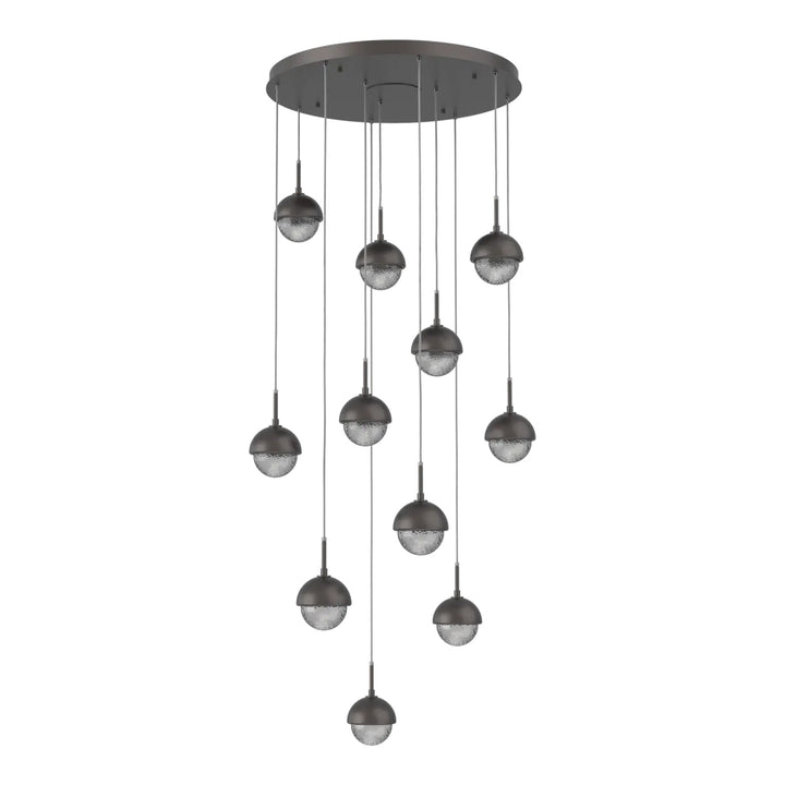 Cabochon Round Pendant Chandelier by Hammerton Studio 11 Lights in Graphite with Smoke glass