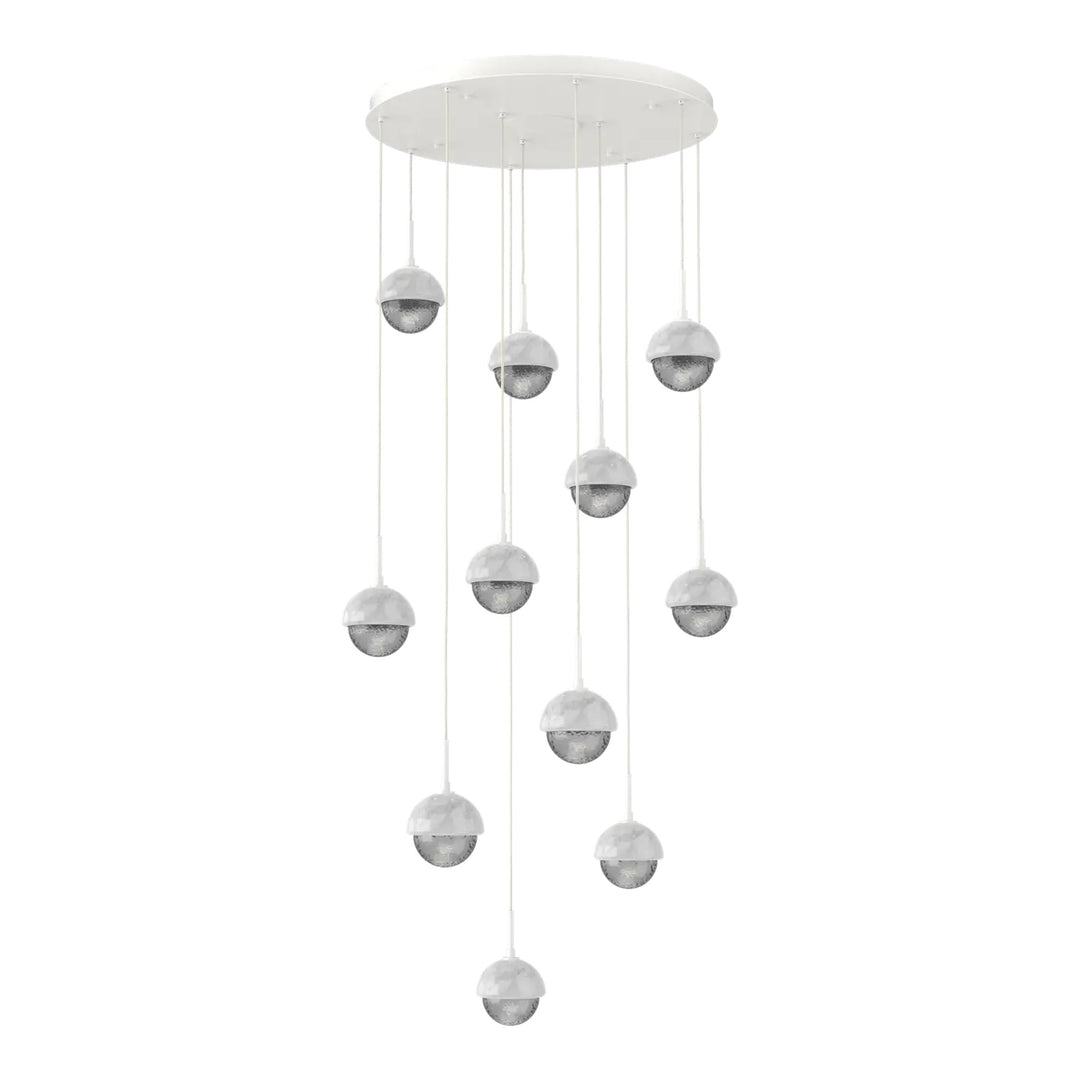 Cabochon Round Pendant Chandelier by Hammerton Studio 11 Lights in Salt White with Smoke glass