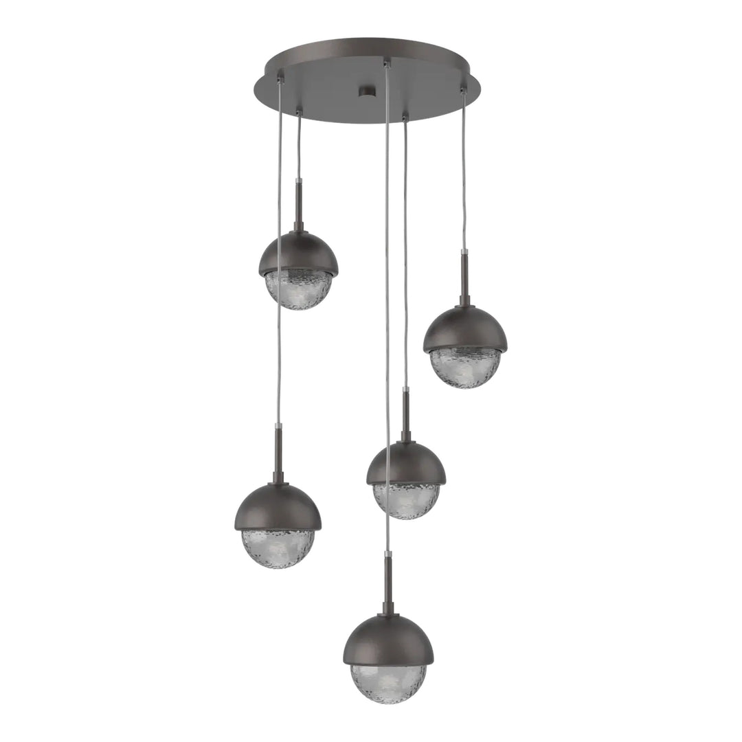 Cabochon Round Pendant Chandelier by Hammerton Studio 5 Lights in Graphite with Smoke glass