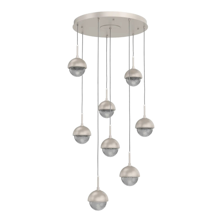 Cabochon Round Pendant Chandelier by Hammerton Studio 8 Lights in Beige Silver with Smoke glass