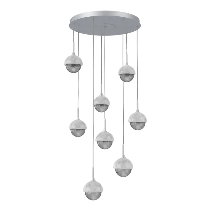 Cabochon Round Pendant Chandelier by Hammerton Studio 8 Lights in Classic Silver with Smoke glass